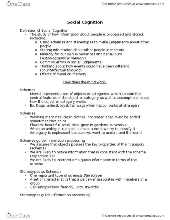 Psychology 2070A/B Lecture Notes - Lecture 2: Traction Control System, Autobiographical Memory, Counterfactual Thinking thumbnail