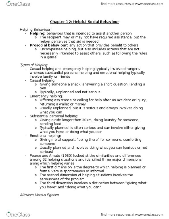 Psychology 2070A/B Chapter Notes - Chapter 12: Distant Relatives, Inclusive Fitness, Social Psychology thumbnail