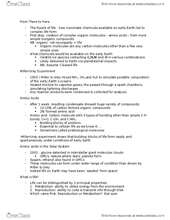 EASC 108 Lecture Notes - Lecture 18: Planetesimal, Lightning, Eukaryote thumbnail