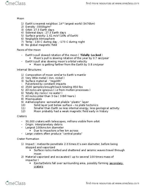 EASC 108 Lecture Notes - Lecture 8: Surface Gravity, Regolith, Basalt thumbnail