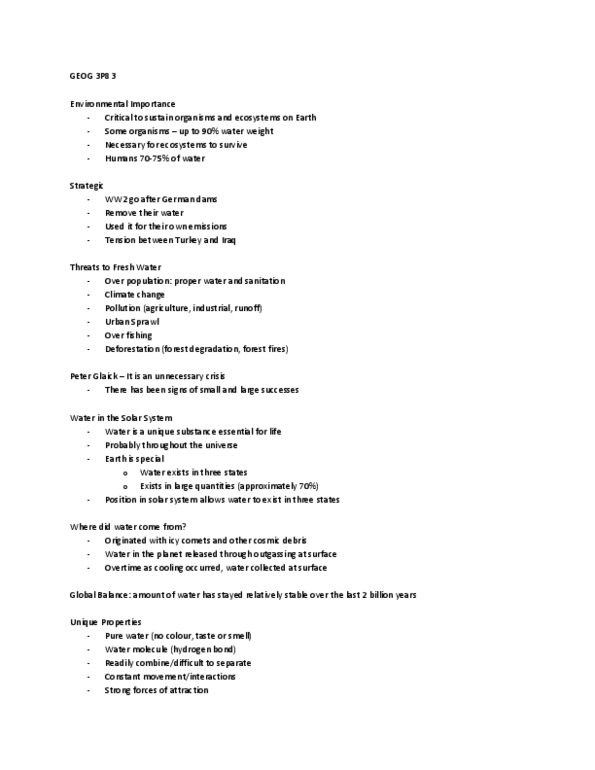 GEOG 3P83 Midterm GEOG 3P83 Midterm Exam Notes OneClass