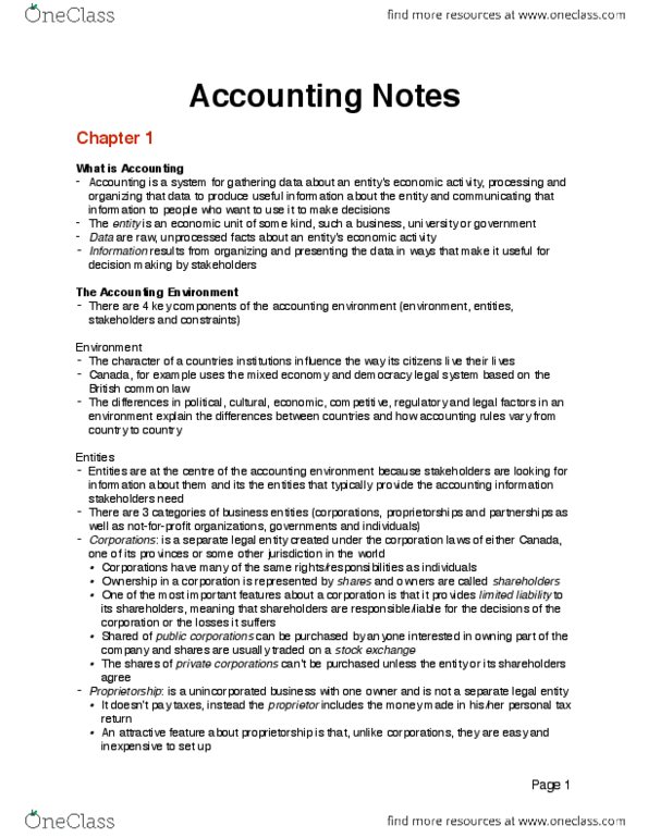 ACTG 2010 Chapter 1-7: Accounting-Notes thumbnail