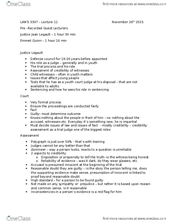 LAWS 3307 Lecture Notes - Lecture 11: Reasonable Doubt, High Standard Manufacturing Company, Hare thumbnail