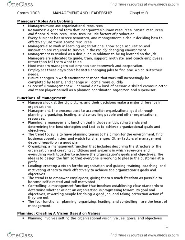 COMMERCE 1B03 Chapter Notes - Chapter 8: Knowledge Acquisition, Knowledge Management, Firstline thumbnail