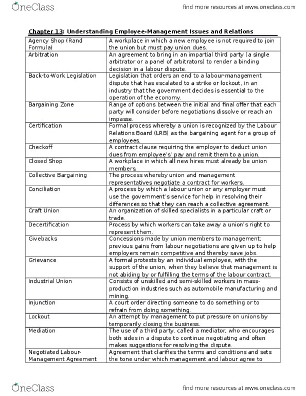 COMMERCE 1B03 Chapter Notes - Chapter 13: Trade Union, W. M. Keck Observatory, Open Shop thumbnail