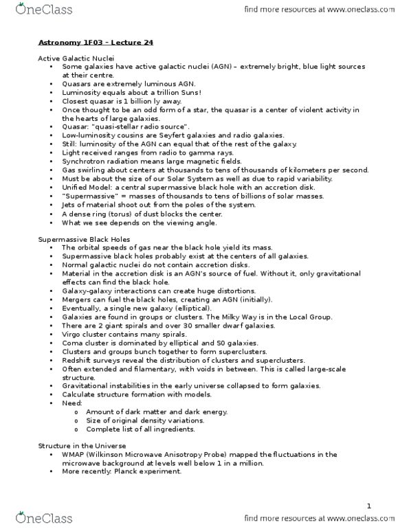 ASTRON 1F03 Lecture Notes - Lecture 24: Supermassive Black Hole, Seyfert Galaxy, Synchrotron Radiation thumbnail