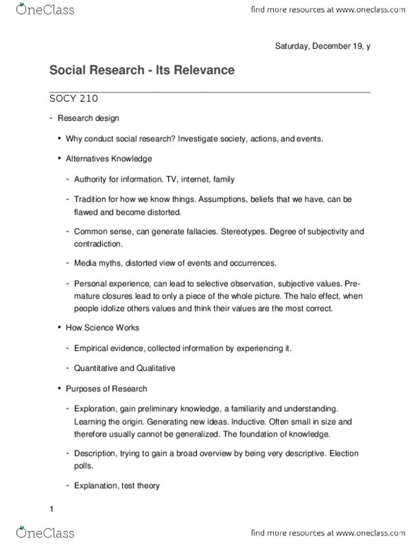 SOCY 210 Lecture 1: W1 Social Research - Its Relevance thumbnail