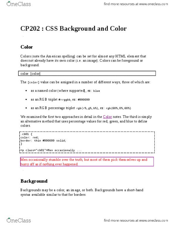 CP202 Lecture 4: CSS Background and Color thumbnail