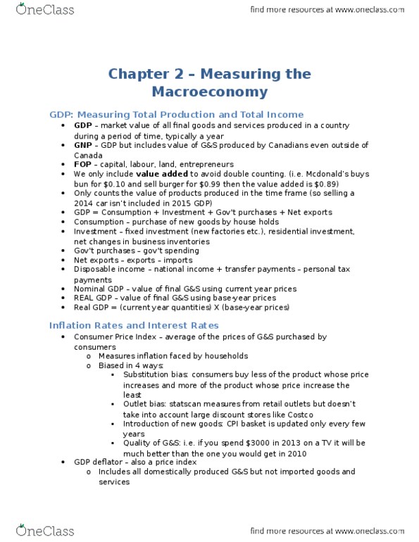 EC250 Chapter Notes - Chapter 2: Fixed Investment, Disposable And Discretionary Income, Costco thumbnail