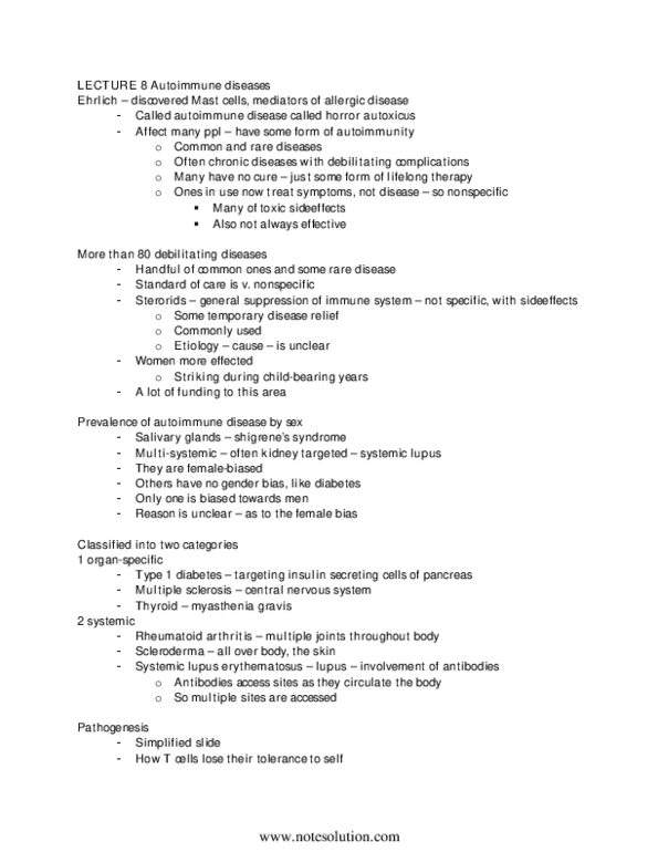 IMM250H1 Lecture Notes - Rodent, Autoimmune Polyendocrine Syndrome Type 1, Nuclear Material thumbnail