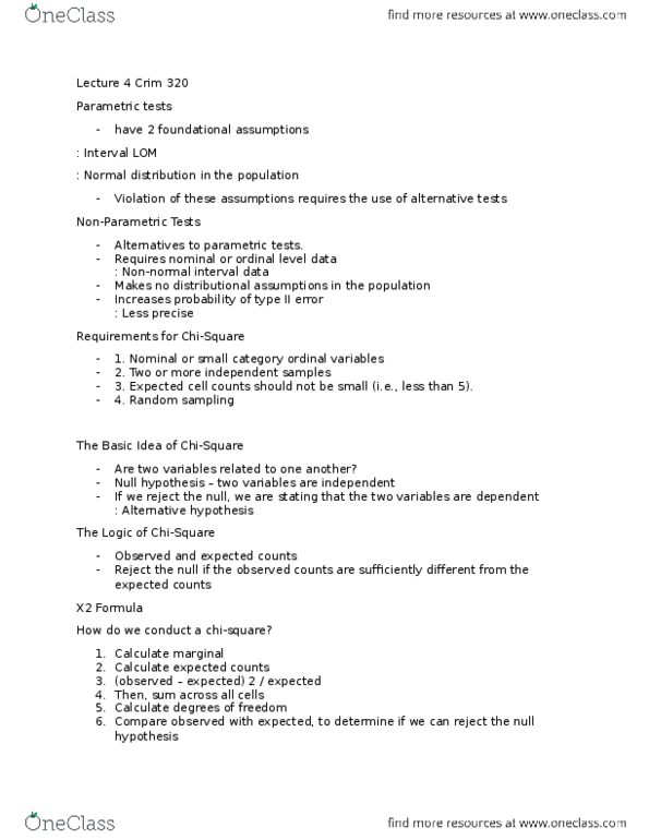 CRIM 320 Lecture Notes - Lecture 4: Type I And Type Ii Errors, Null Hypothesis, Alternative Hypothesis thumbnail