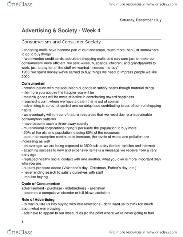 Sociology 2172A/B Lecture 4: Week 4 - Consumerism thumbnail