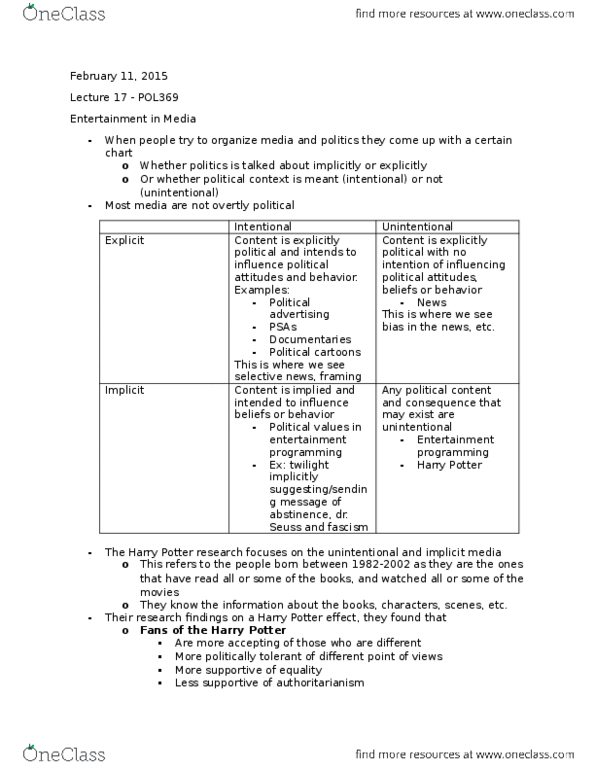 POL369Y5 Lecture Notes - Lecture 15: Authoritarianism, Millennials thumbnail