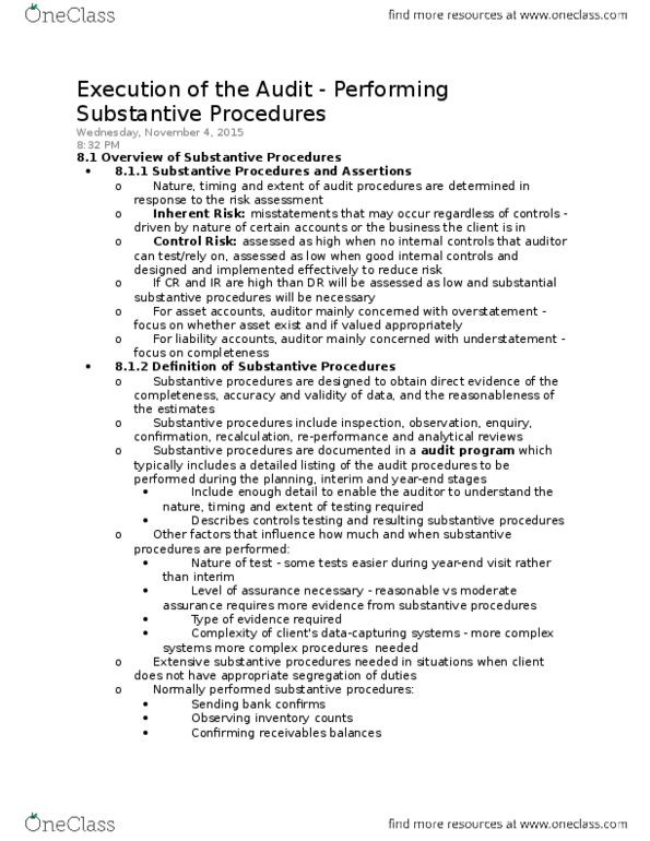 ACCT 3280 Chapter Notes - Chapter 8: Analytical Review, Risk Assessment, Audit Risk thumbnail