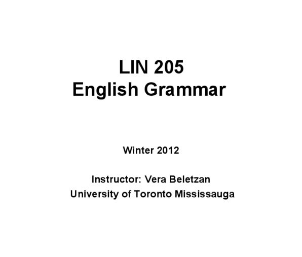 LIN205H5 Lecture Notes - Preposition And Postposition, Determiner, Grammatical Modifier thumbnail