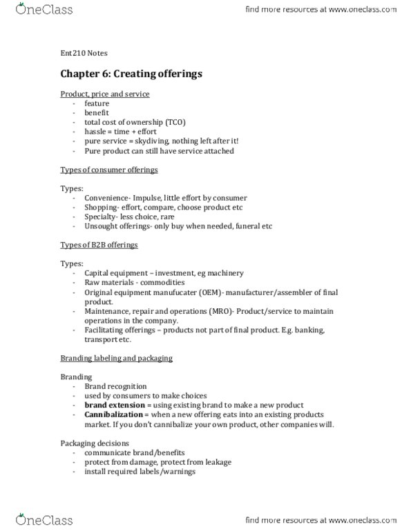 ENT 210 Study Guide Fall 2011, Final Vertical Service Code
