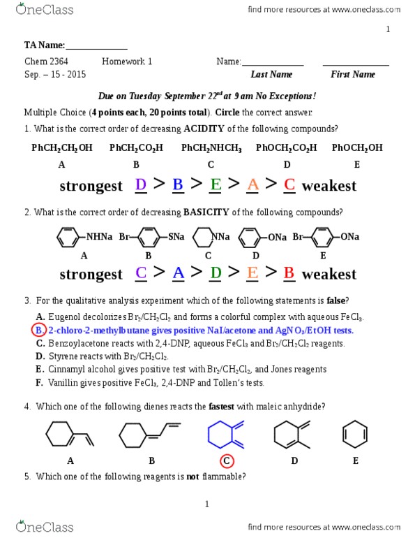chem 2364 homework chem 2364 homework