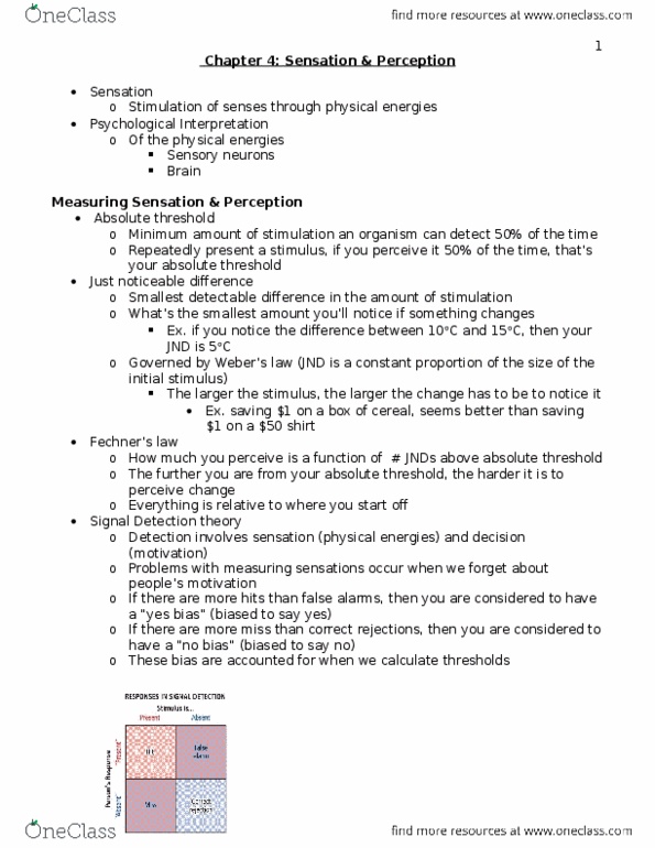 PS101 Chapter 4: Chapter 4 - Sensation and Perception thumbnail