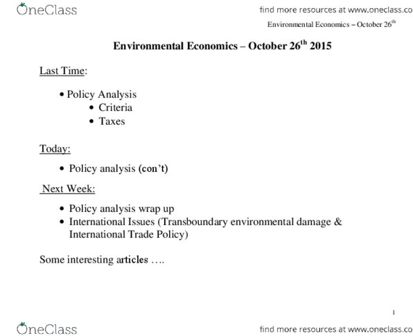 ECON 381 Lecture Notes - Lecture 6: European Union Emission Trading Scheme, Avoidance Speech, Ecotax thumbnail