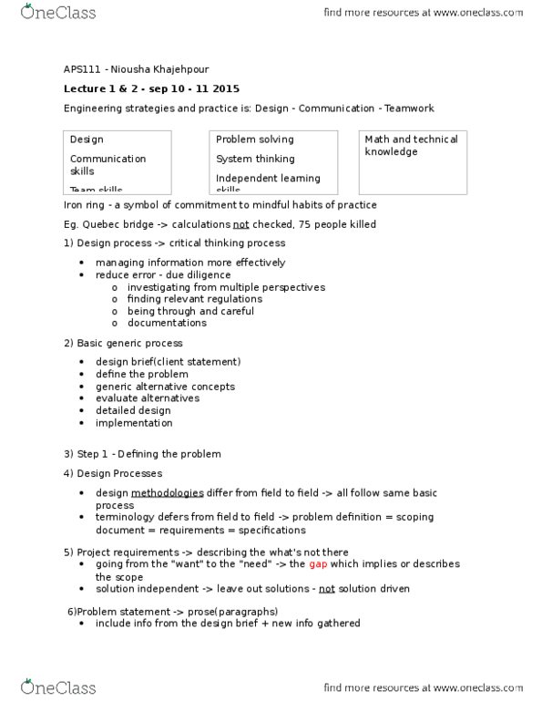 APS111H1 Lecture Notes - Lecture 1: Iron Ring, Systems Theory, Problem Solving thumbnail