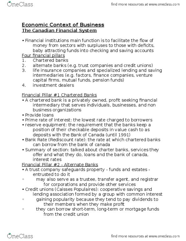 COMM101 Chapter Notes - Chapter 6: Financial Intermediary, Savings Account, Credit Union thumbnail