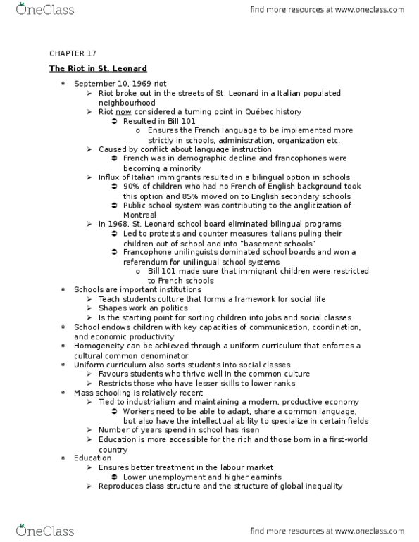 SOCA01H3 Chapter 17 : Textbook Notes thumbnail