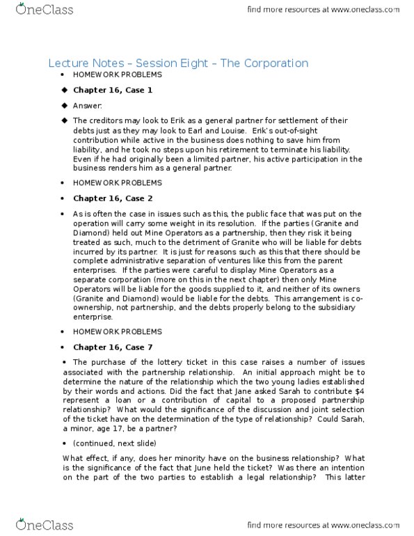 ADMS 2610 Lecture Notes - Lecture 10: All England Law Reports, Fiduciary, Corporate Security thumbnail