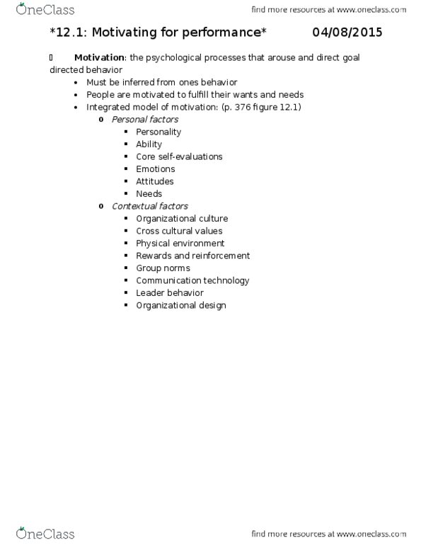 MGT-2010 Chapter Notes - Chapter 12: Organizational Structure, Organizational Culture, Job Satisfaction thumbnail