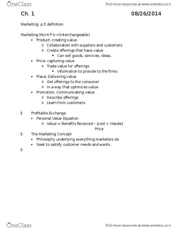 MKT-3010 Lecture Notes - Lecture 1: Customer Relationship Management, Industrial Revolution thumbnail