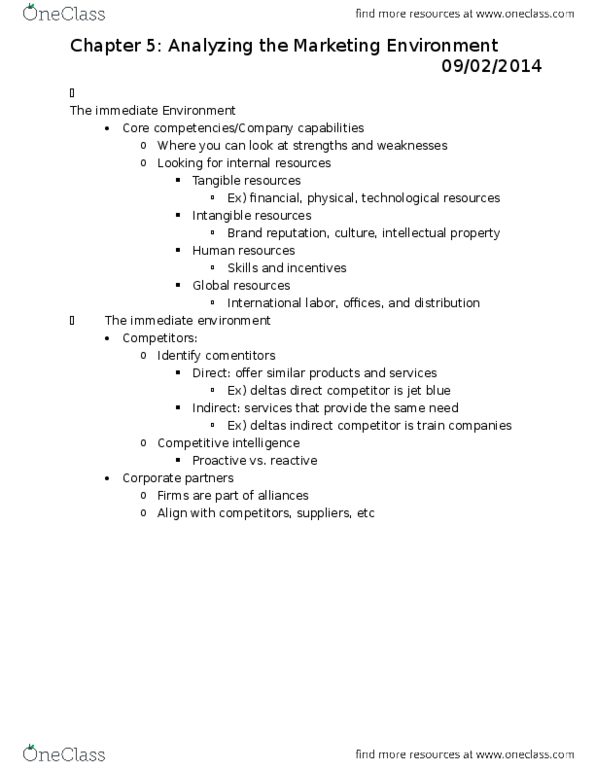 MKT-3010 Lecture Notes - Lecture 5: Jetblue, Competitive Intelligence, Human Resources thumbnail