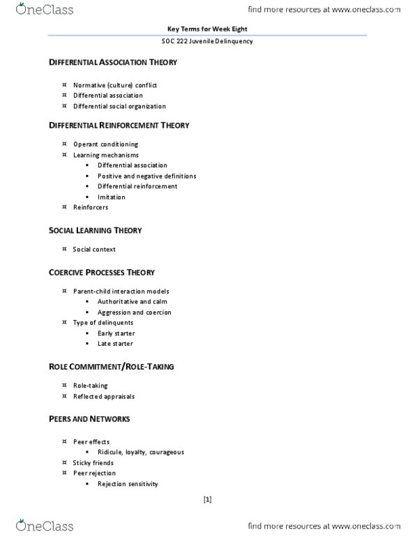 SOC222 Lecture Notes - Lecture 8: Operant Conditioning, Social Rejection thumbnail