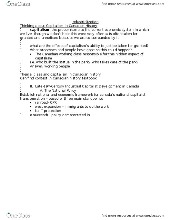 HIST 124 Lecture Notes - Lecture 3: Canada A National Rugby Union Team, Scientific Management, Labour Power thumbnail