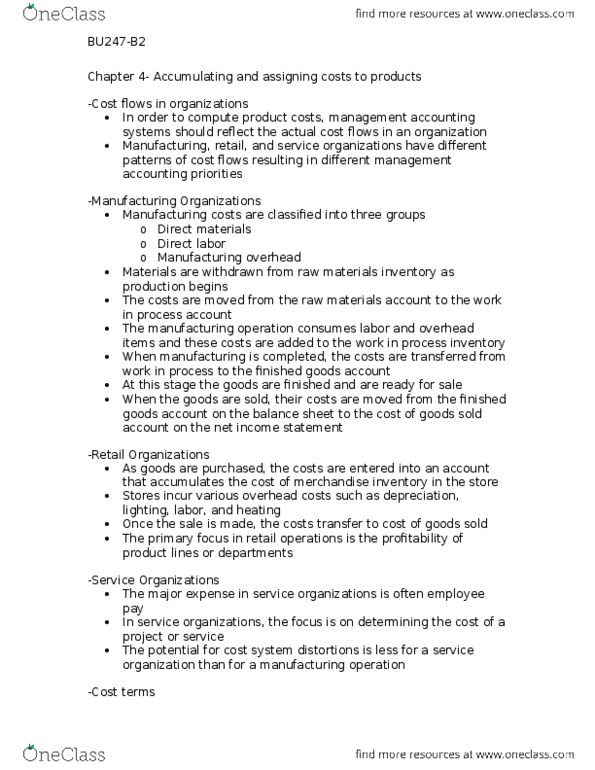 BU247 Lecture Notes - Lecture 4: Income Statement, Cost Driver, Capacity Utilization thumbnail