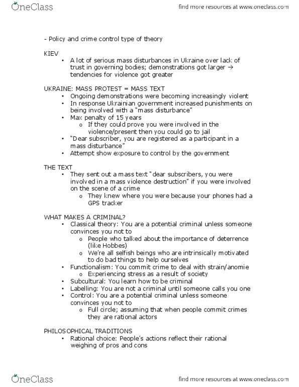 SOC101Y1 Lecture Notes - Lecture 7: Social Control Theory, Social Control, Krla thumbnail