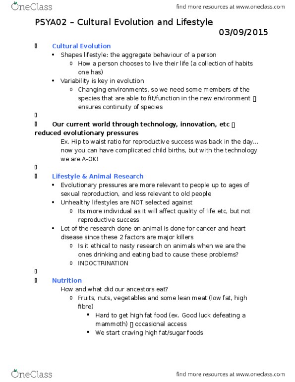 PSYA02H3 Lecture Notes - Lecture 12: Red Meat, National Institutes Of Health thumbnail