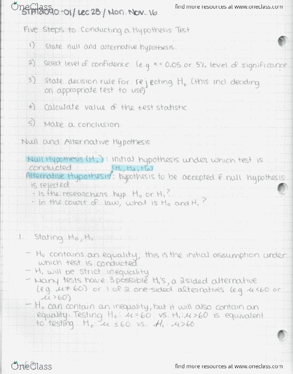 STAT 2040 Lecture Notes - Lecture 28: Decision Rule, Bacs, Null Hypothesis thumbnail