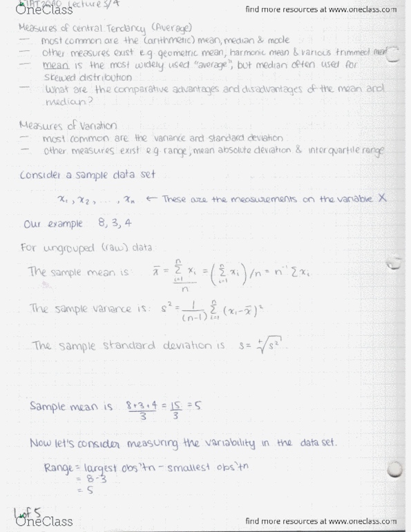 STAT 2040 Lecture Notes - Lecture 34: Standard Deviation, Quartile thumbnail