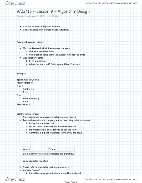 CS 1110 Lecture Notes - Lecture 9: Unit Testing, If And Only If thumbnail