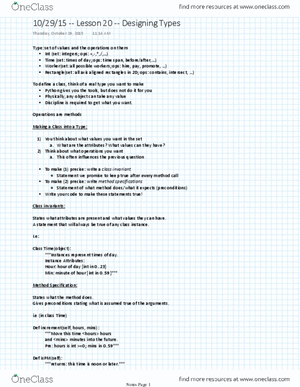 CS 1110 Lecture Notes - Lecture 20: Docstring, Butes thumbnail