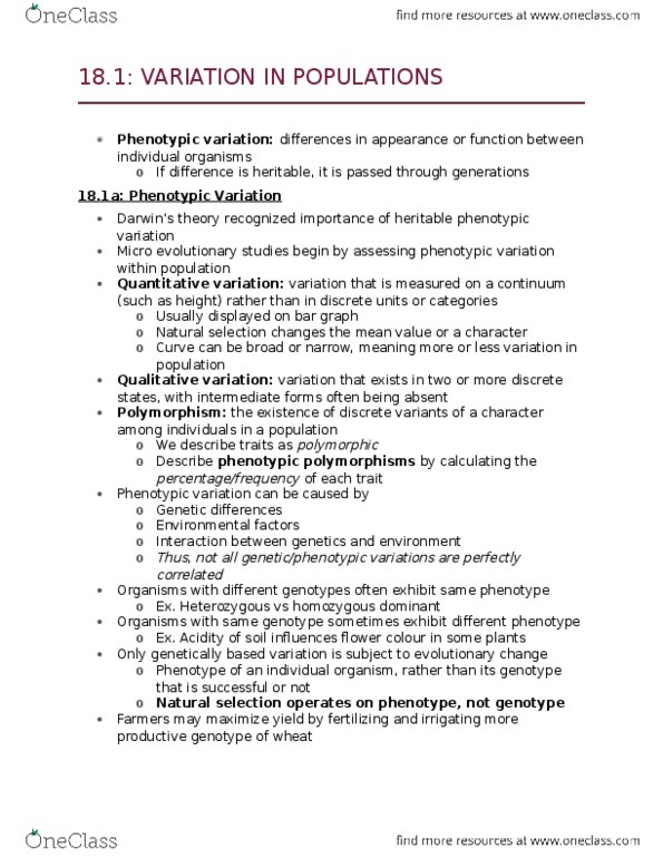 Biology 1001A Chapter Notes - Chapter 9: Qualitative Variation, Phenotype, Chromosome thumbnail
