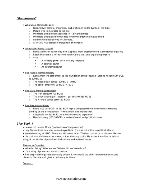 CLA233H1 Lecture : Jan 11-18 notes -Intro/Livy Book 1 [antisigma slide notes incl.] thumbnail