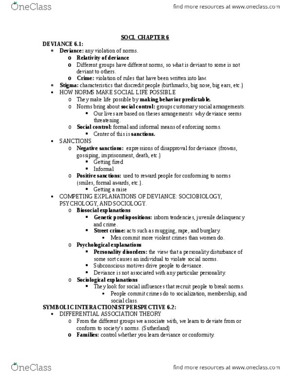 SOCL 2001 Lecture Notes - Lecture 6: Juvenile Delinquency, Social Control, Three-Strikes Law thumbnail