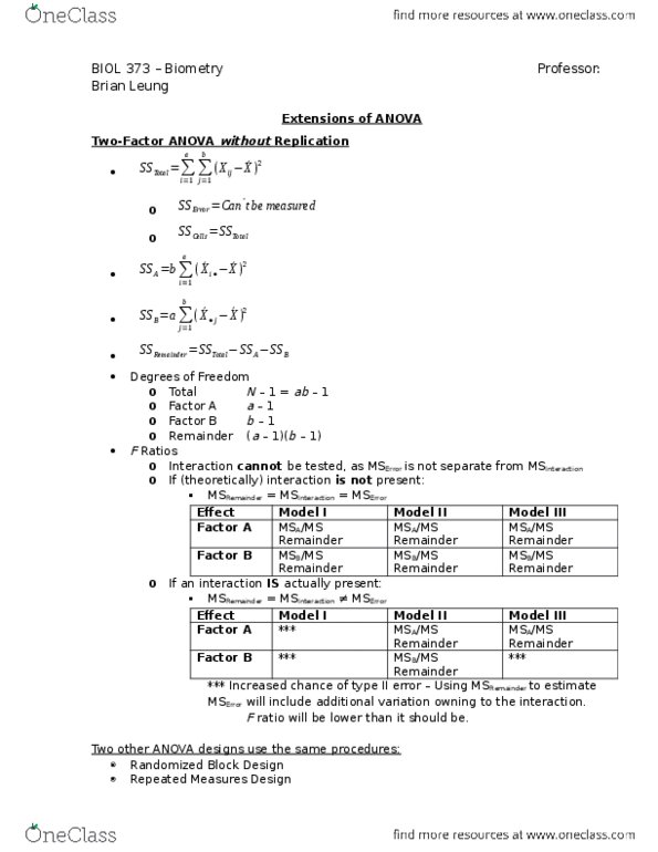 BIOL 373 Lecture Notes - Lecture 15: Biostatistics, Analysis Of Variance, Complement Factor B thumbnail