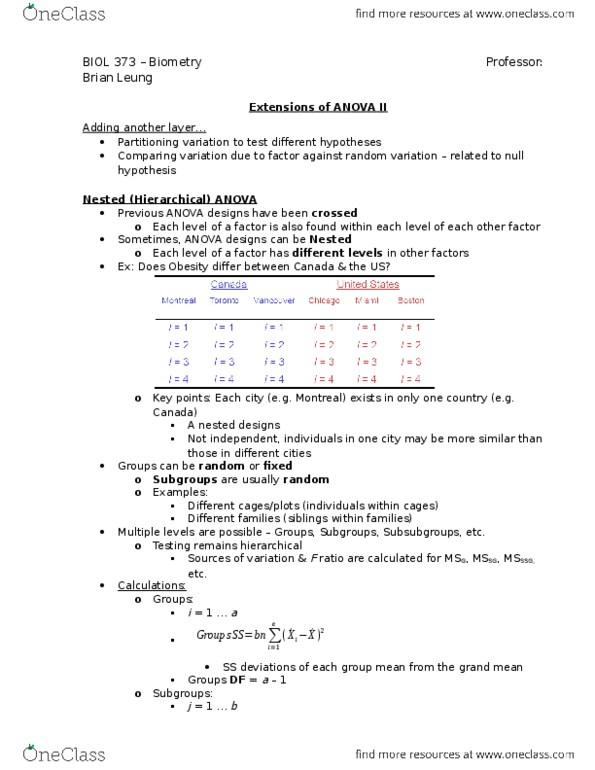 BIOL 373 Lecture Notes - Lecture 16: Biostatistics, Analysis Of Variance, Null Hypothesis thumbnail