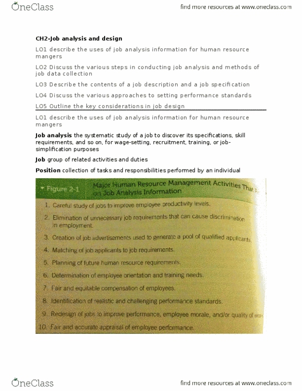 BUSI 3102 Chapter Notes - Chapter 2: Job Design, Job Analysis, Liquid Oxygen thumbnail