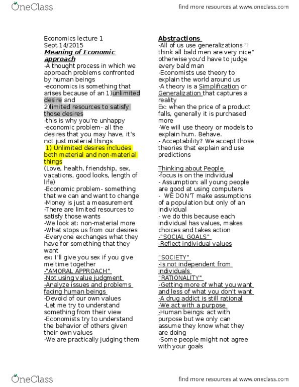 ECN 340 Lecture Notes - Lecture 1: Rationality, Marginal Cost, Opportunity Cost thumbnail