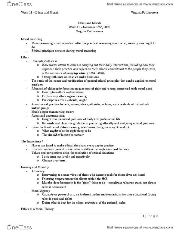 Nursing 1070A/B Lecture Notes - Lecture 12: Rights, Moral Reasoning, Professional Responsibility thumbnail