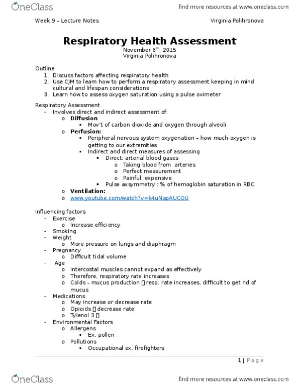 Nursing 1080A/B Lecture Notes - Lecture 9: Pleurisy, Pus, Thyroid Cartilage thumbnail