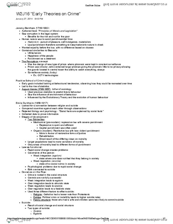 SOC 2700 Lecture Notes - Lecture 3: Jeremy Bentham, Auguste Comte, Social Fact thumbnail