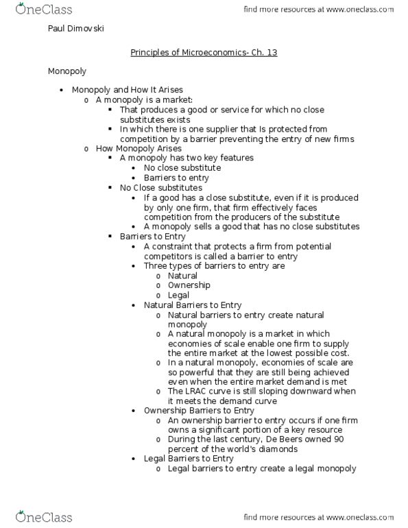 Economics 1021A/B Lecture 13: Micro- Ch. 13 thumbnail